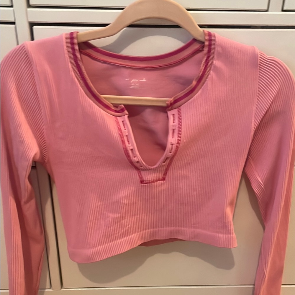 Urban Outfitters Pink Long Sleeve Crop Top